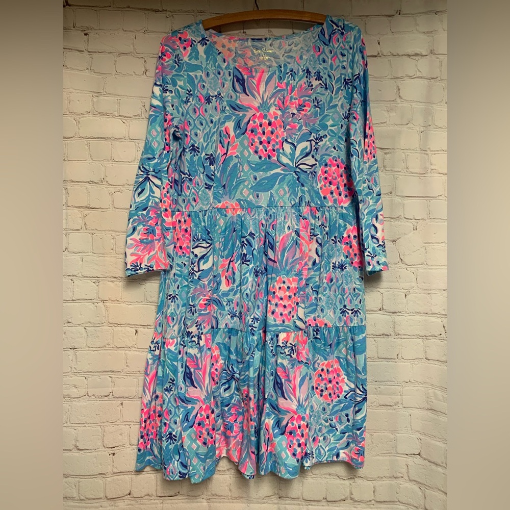 Lilly Pulitzer Zanzibar Blue Party Princess Geanna Swing Dress M - Picture 3 of 7